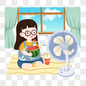 風扇下的紅瓤夏日